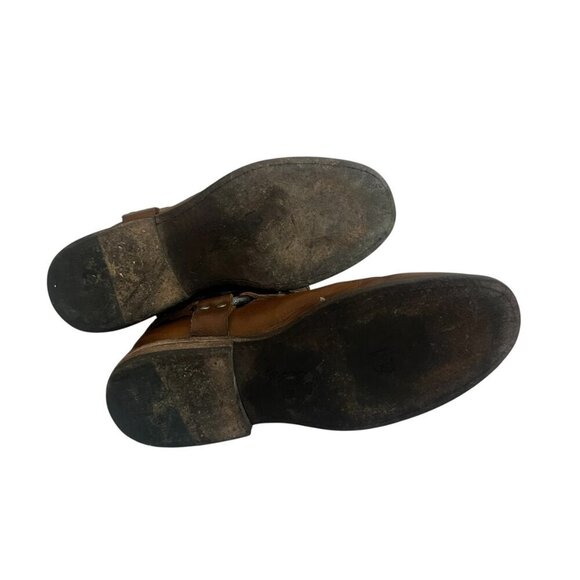 Frye Phillip Studded Harness Boots Booties Short Brown Leather Size 6.5 Women's - Picture 7 of 15